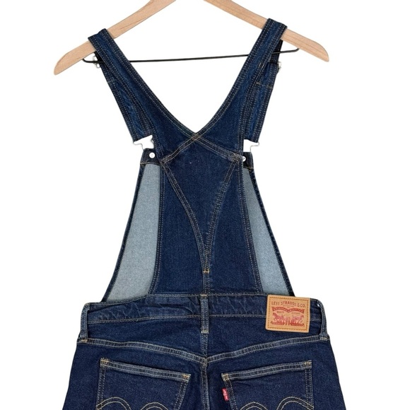 Levis Overalls Womens Small Classic Retro Denim Bib Farmer Workwear Dark Wash - Picture 6 of 10
